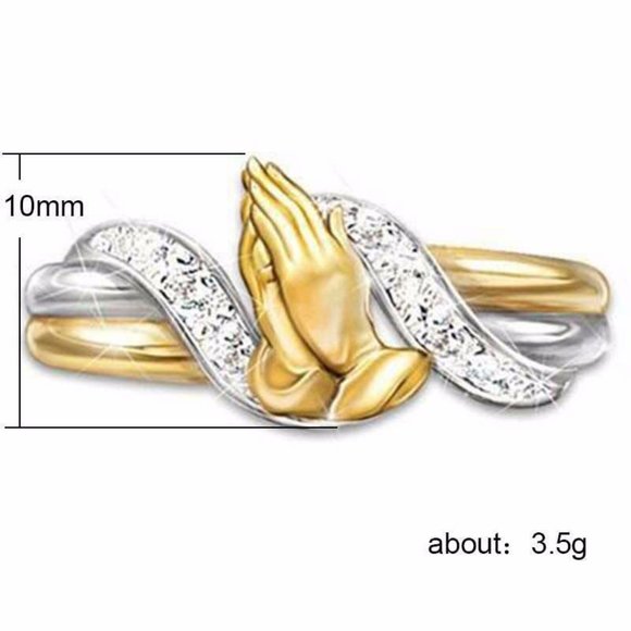 Elegant Two Tone 925 Silver Gold Sapphire Ring - Picture 2 of 2